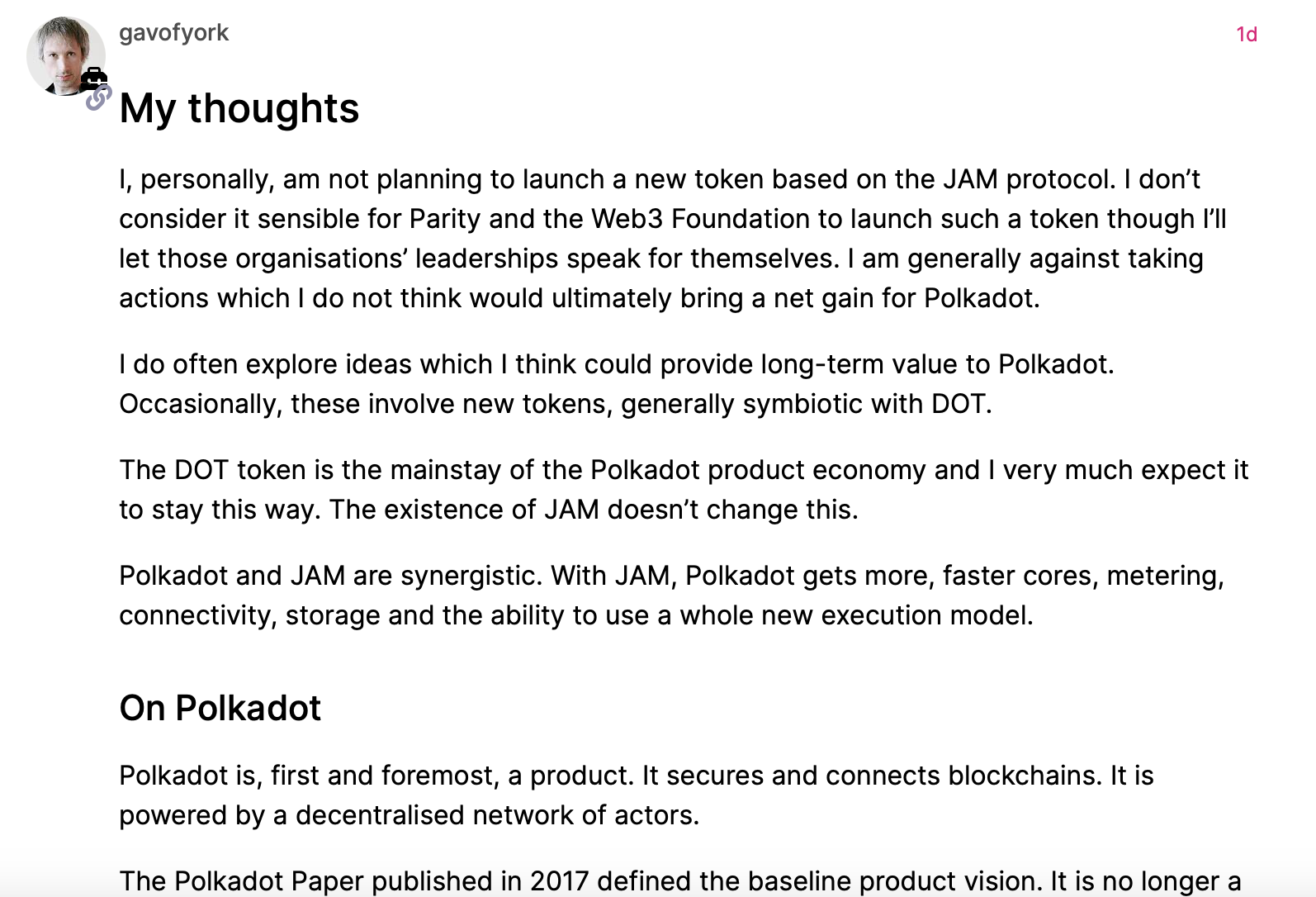 Polkadot 창립자 Gavin Wood는 확인했습니다: JAM 프로토콜은 새로운 토큰을 발행하지 않을 것입니다